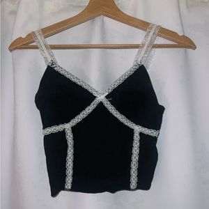 Women’s Black and White Lace Crop Top